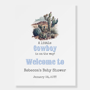 Little Cowboy Western Blue Boy Baby Shower Foam Board