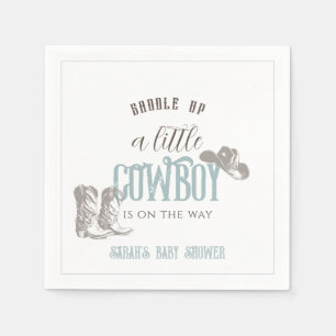 Little Cowboy Western Blue Boy Baby Shower Napkins