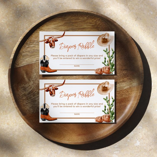Little Cowboy Western Rodeo Diaper Raffle Enclosure Card (Creator Uploaded)