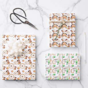 Little Cowboy   Western Rodeo Themed Wrapping Paper Sheets