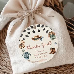 Little Cowboy western theme boy baby shower Favor Tags