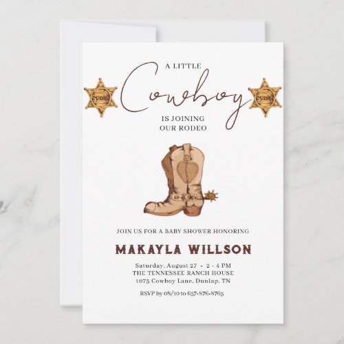Little Cowboy Western theme Rodeo Baby Shower Invitation