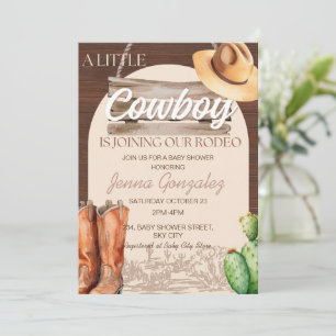 Little Cowboy Western Wild West Rodeo Baby Shower Invitation