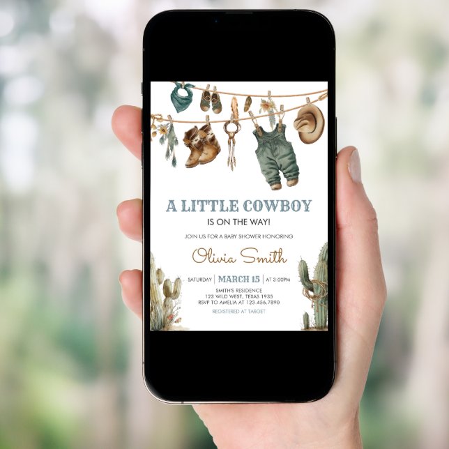Little Cowboy Wild West Baby Shower Invitation (Front Digital)
