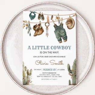 Little Cowboy Wild West Baby Shower Invitation