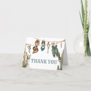 Little Cowboy Wild West Baby Shower Letterpress Thank You Card