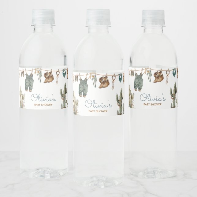Little Cowboy Wild West Baby Shower Water Bottle Label (Bottles)
