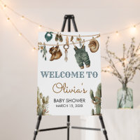 Little Cowboy Wild West Baby Shower Welcome Sign