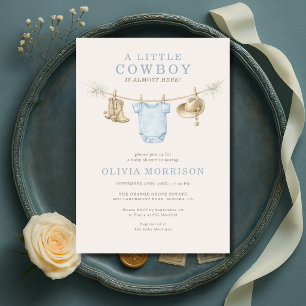 Little Cowboy Wild West Clothesline Baby Shower Invitation
