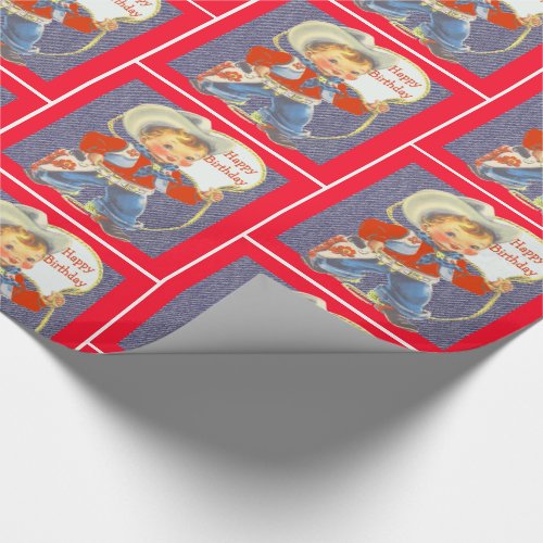 Little Cowboy With Rope Happy Birthday 1 Wrapping Paper