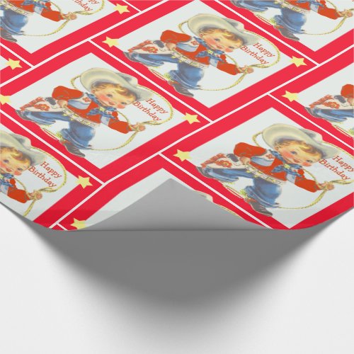 Little Cowboy With Rope Happy Birthday 2 Wrapping Paper