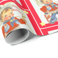 Cute Western Cowboy Pattern Baby Shower Wrapping Paper