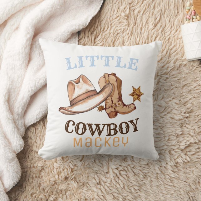 Little Cowboy's First Rodeo Wild West  Throw Pillow (Blanket)