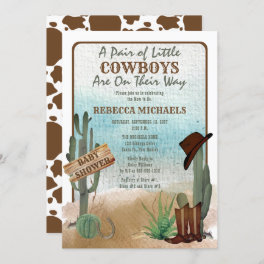 \Little Cowboys Western Boy Twins Baby Shower Invitation