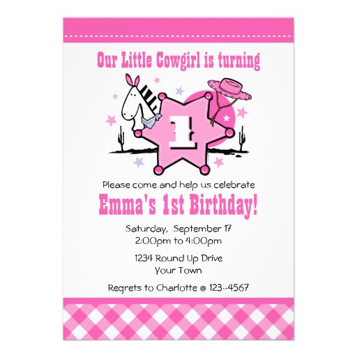 Cowgirl First Birthday Invitations 4