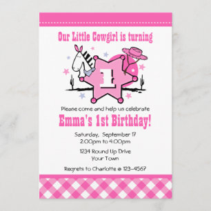Little Cowgirl 1st Birthday Party Invitation