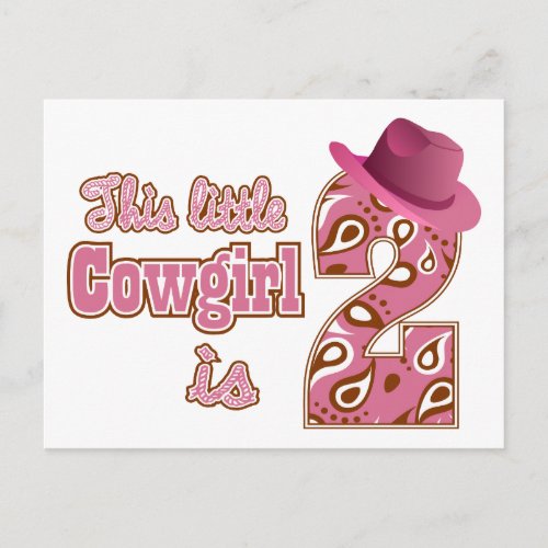 Little Cowgirl 2nd Birthday Postcard