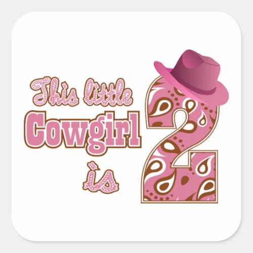 Little Cowgirl 2nd Birthday Square Sticker