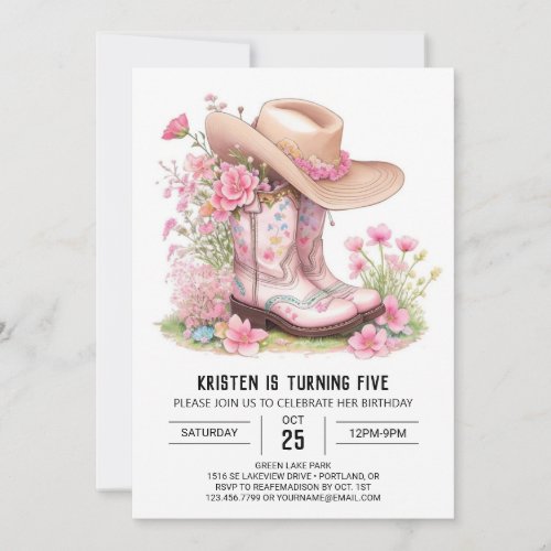 Little Cowgirl and Cacti Birthday Invitation