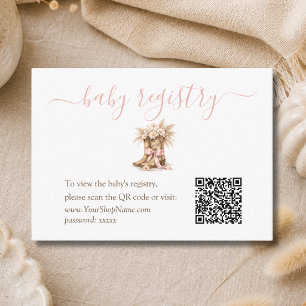 Little Cowgirl Baby Girl Shower Registry QR Code Enclosure Card