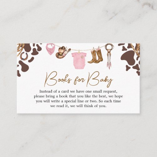 Little Cowgirl Baby Shower Books for Baby Enclosure Card