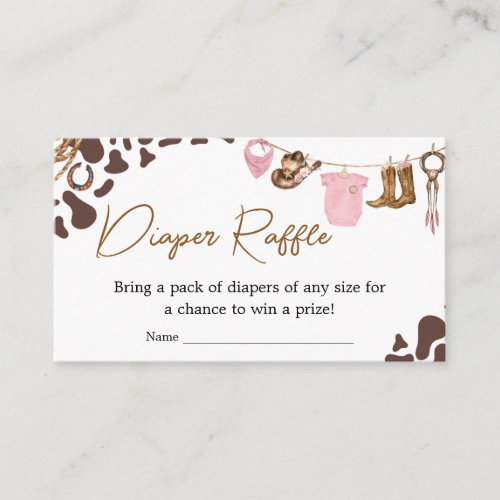 Little Cowgirl Baby Shower Diaper Raffle Enclosure Card