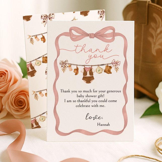 Little Cowgirl Baby Shower Photo Thank You Card  (Creator Uploaded)