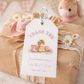 Little Cowgirl Baby Shower Thank You Gift Tags