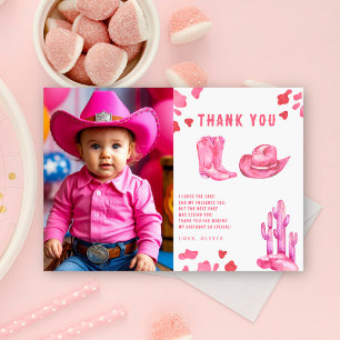 Little Cowgirl Birthday Party Thank you Card