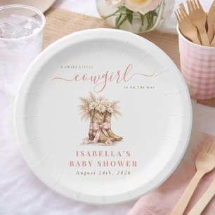 Little Cowgirl Boho Chic Girl Baby Shower Paper Plates
