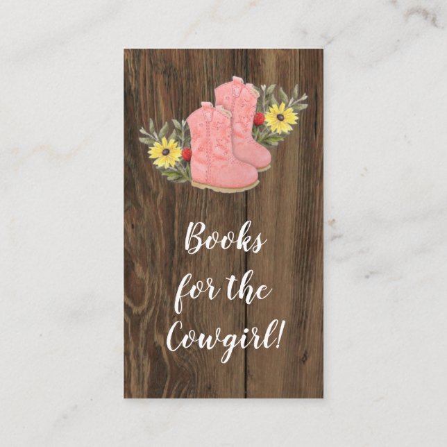 Little Cowgirl Bootie Baby Shower Book Request Enc Enclosure Card (Back)
