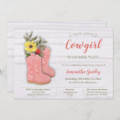 Little Cowgirl Bootie Baby Shower Invitation (Front/Back)