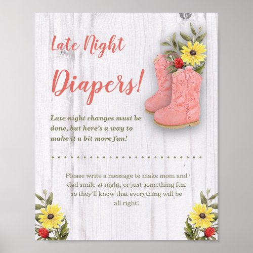 Little Cowgirl Bootie Baby Shower Sign