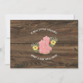 Little Cowgirl Bootie Brown Wood Baby Shower Invitation (Back)
