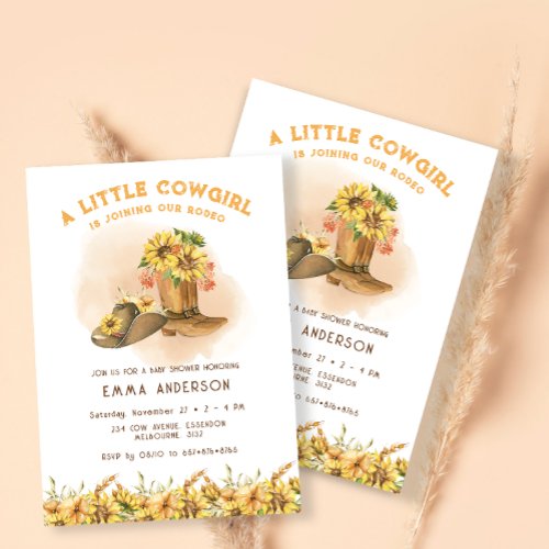 Little Cowgirl Boots Baby Shower Invitation