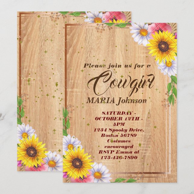 Little Cowgirl Brown Wood Baby Shower  Invitation (Front/Back)