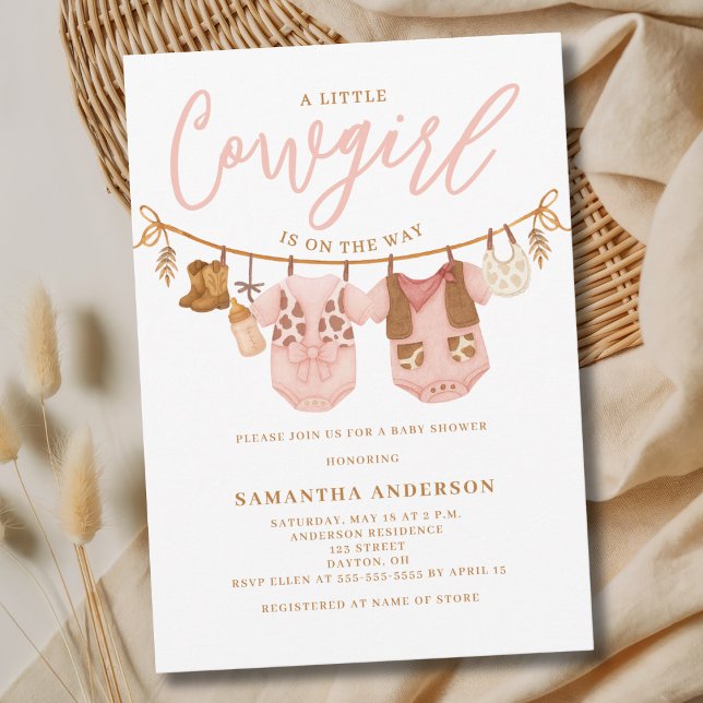 Little Cowgirl Clothesline Baby Shower Invitation (Creator Uploaded)