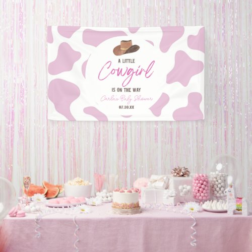 Little Cowgirl Cow Girl Rodeo Western Baby Shower Banner