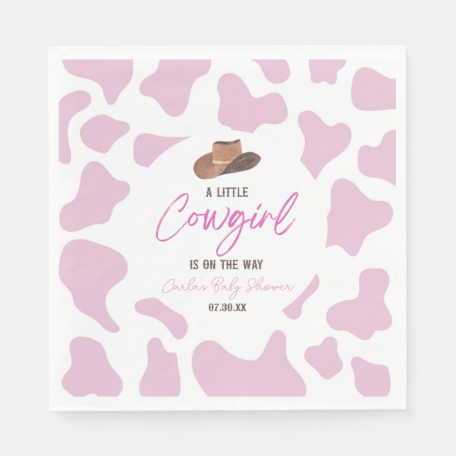 Little Cowgirl Cow Girl Rodeo Western Baby Shower Napkins (Front)