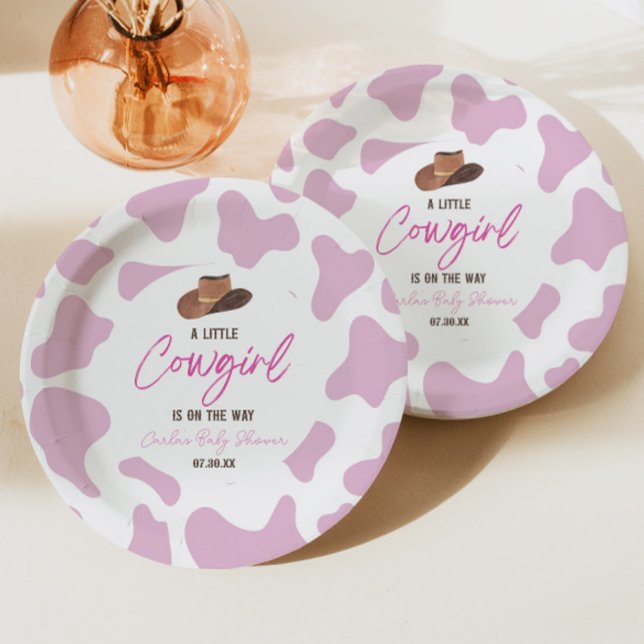 Little Cowgirl Cow Girl Rodeo Western Baby Shower Paper Plates (Creator Uploaded)