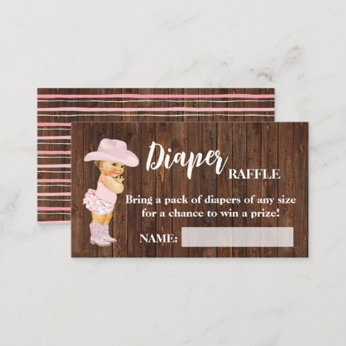 Little Cowgirl Diaper Raffle Ticket Baby Shower