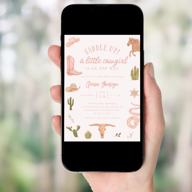 Little Cowgirl Girl Baby Shower  Invitation (Front Digital)
