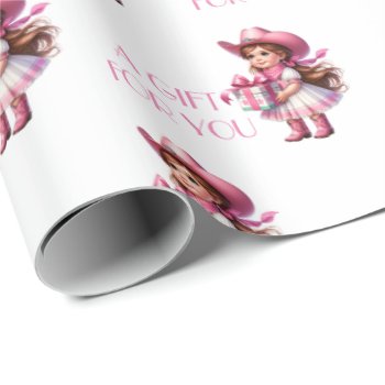 Little Cowgirl Giving A Gift - A Gift For You Wrapping Paper by RODEODAYS at Zazzle