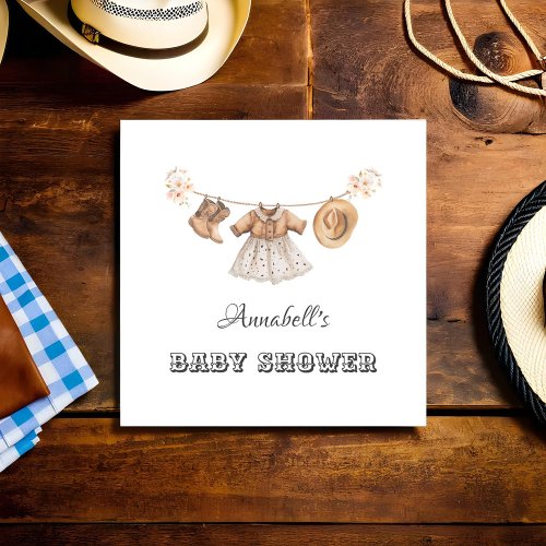 Little Cowgirl Hat Boots Dress Baby Shower Napkins