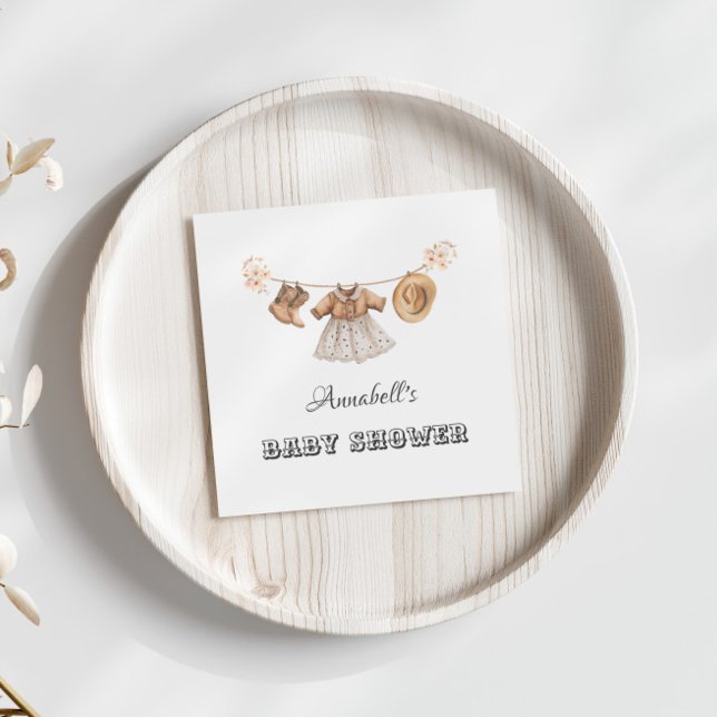 Little Cowgirl Hat Boots Dress Baby Shower Napkins (Creator Uploaded)