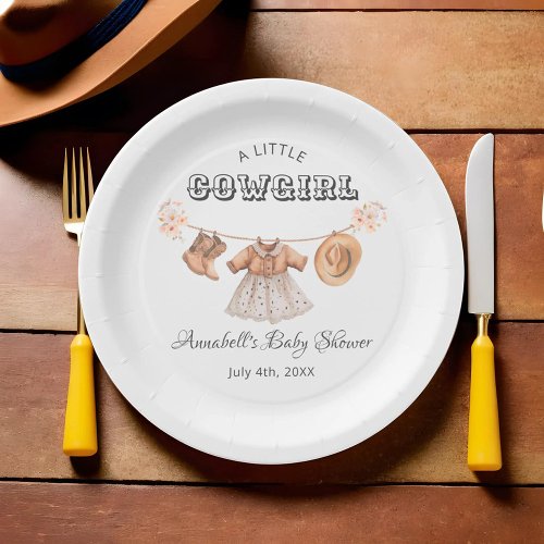 Little Cowgirl Hat Boots Dress Baby Shower Paper Plates