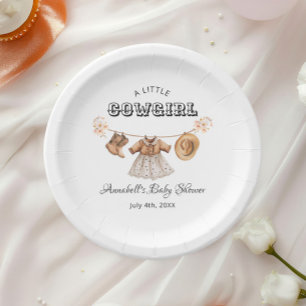 Little Cowgirl Hat Boots Dress Baby Shower Paper Plates