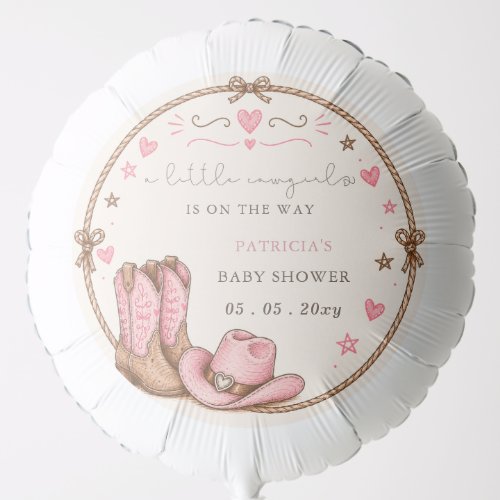 Little Cowgirl Is On The Way girl Baby Shower Balloon