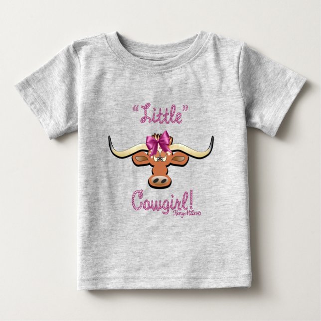 Little Cowgirl, Longhorn Cow Baby T-Shirt (Front)