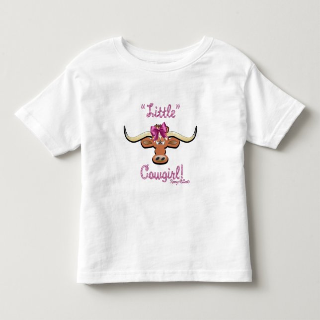 Little Cowgirl, Longhorn Cow T-Shirt (Front)